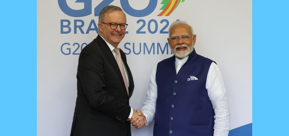 Prime Minister, Shri Narendra Modi met Prime Minister of Australia, H.E. Mr. Anthony Albanese on the sidelines of the G20 Summit in Rio de Janeiro